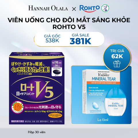  E16_DEAL 16: MUA 1 VIÊN UỐNG BỔ MẮT ROHTO V5 GIẢM 20% VÀ TẶNG 01 MINERAL TEAR 
