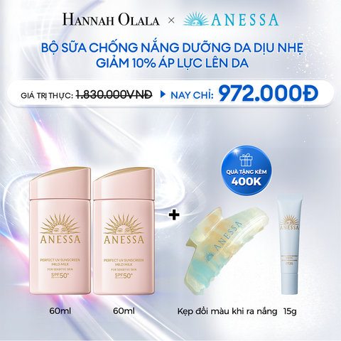  A18_DEAL 18: [11 - 13.3] BỘ SỮA CHỐNG NẮNG DƯỠNG DA DỊU NHẸ AN TOÀN CHO DA NHẠY CẢM VÀ TRẺ EM ANESSA MILD MILK 60ML X2 