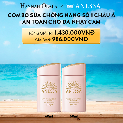  DEAL BU 4: BỘ SỮA CHỐNG NẮNG DƯỠNG DA DỊU NHẸ AN TOÀN CHO DA NHẠY CẢM VÀ TRẺ EM ANESSA MILD MILK 60ML X2 
