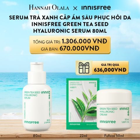  A130_DEAL 1: SERUM TRÀ XANH CẤP ẨM SÂU PHỤC HỒI DA, VỚI PROBIOTICS INNISFREE GREEN TEA SEED HYALURONIC SERUM 80ML 