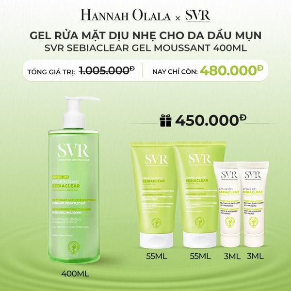  C1_DEAL 1: GEL RỬA MẶT KHÔNG CÓ XÀ PHÒNG, LÀM SẠCH, LOẠI BỎ TẾ BÀO DA CHẾT SVR SEBIACLEAR GEL MOUSSANT 400ML 