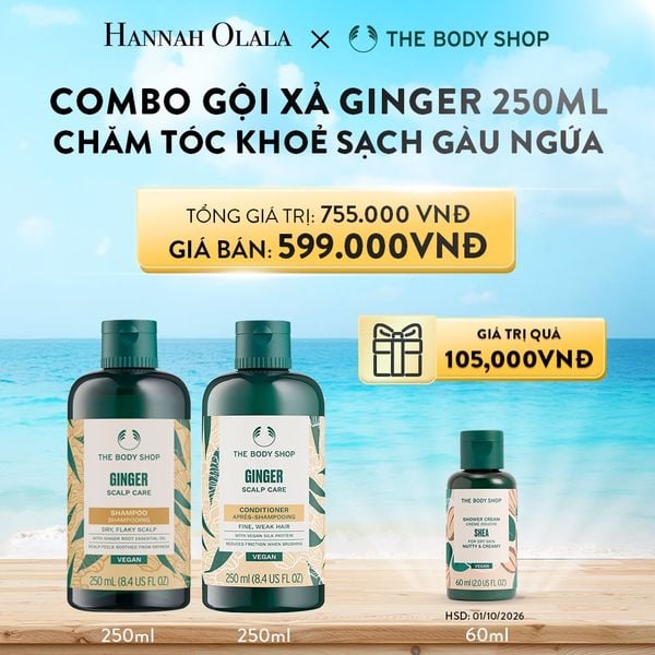  DEAL 1: COMBO GỘI XẢ CHĂM TÓC KHỎE SẠCH GÀU NGỨA GINGER 250ML - SHAMPOO X CONDITIONER 