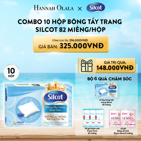  A537_Deal 1: COMBO 10 HỘP BÔNG TRANG ĐIỂM (BÔNG TẨY TRANG) SILCOT 82 MIẾNG/HỘP 