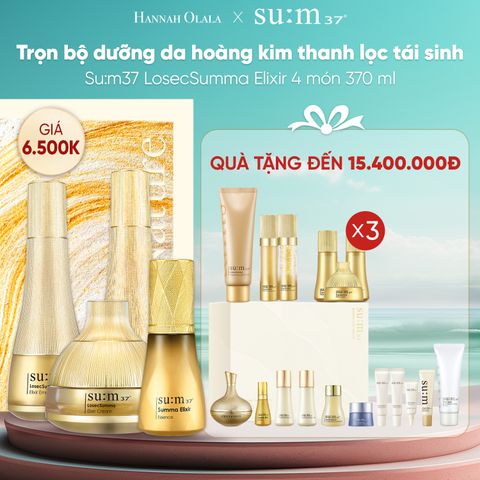  DEAL 20: TRỌN BỘ DƯỠNG DA HOÀNG KIM THANH LỌC TÁI SINH SUM37 LOSECSUMMA ELIXIR 4PCS SET 