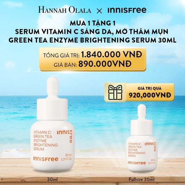  DEAL 6: MUA 1 TẶNG 1 SERUM VITAMIN C SÁNG DA, MỜ THÂM MỤN INNISFREE GREEN TEA ENZYME BRIGHTENING SERUM 30ML 