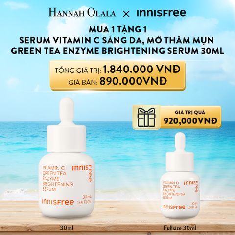  DEAL 6: MUA 1 TẶNG 1 SERUM VITAMIN C SÁNG DA, MỜ THÂM MỤN INNISFREE GREEN TEA ENZYME BRIGHTENING SERUM 30ML 