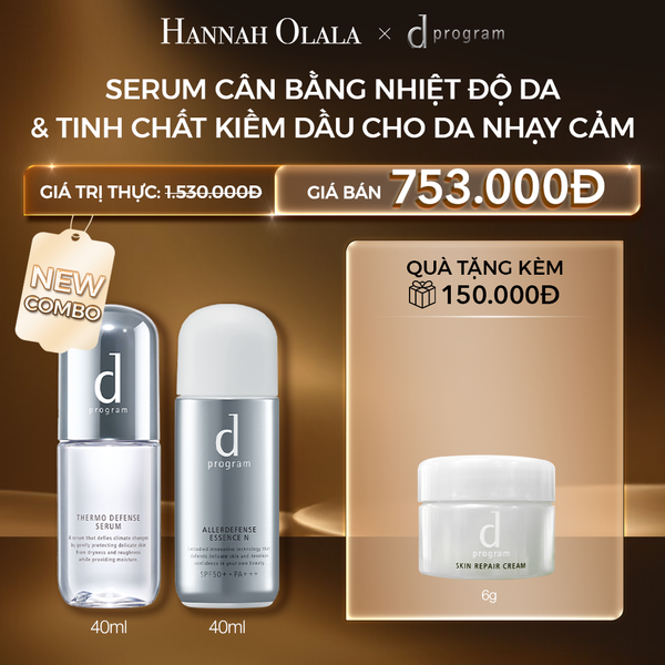  C37: DEAL 12: COMBO TINH CHẤT CHỐNG NẮNG & SERUM CÂN BẰNG NHIỆT ĐỘ DA D PROGRAM ALLERDEFENSE ESSENCE 40ML + THERMO SERUM 40ML 