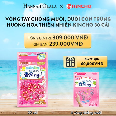  DEAL 02 : VÒNG TAY CHỐNG MUỖI ĐUỔI CÔN TRÙNG HƯƠNG HOA THIÊN NHIÊN KINCHO 30C 