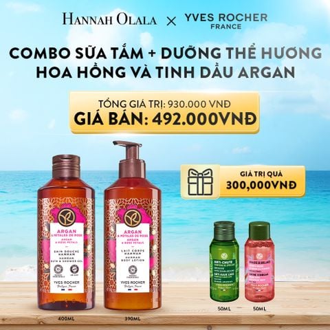  A631_DEAL 2: COMBO SỮA TẮM + DƯỠNG THỂ HƯƠNG HOA HỒNG VÀ TINH DẦU ARGAN 