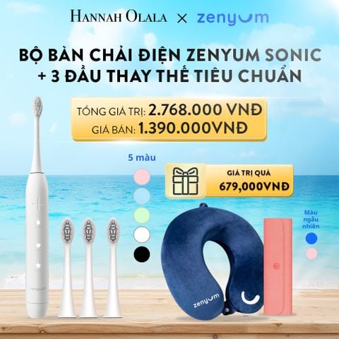  A40_DEAL 2: BỘ BÀN CHẢI ĐIỆN ZENYUM SONIC + 3 ĐẦU THAY THẾ TIÊU CHUẨN 