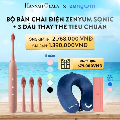  A40_DEAL 2: BỘ BÀN CHẢI ĐIỆN ZENYUM SONIC + 3 ĐẦU THAY THẾ TIÊU CHUẨN 