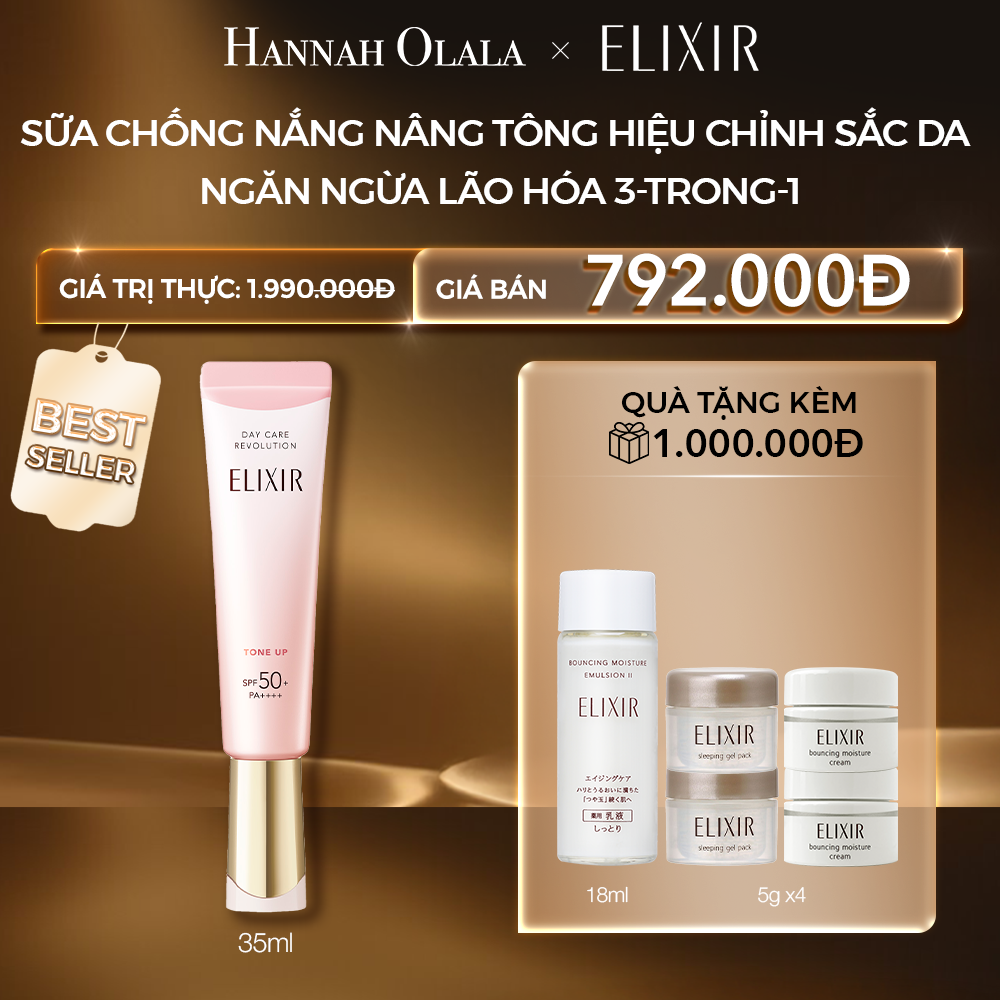  C50: DEAL 5: SỮA CHỐNG NẮNG NÂNG TÔNG ELIXIR SUPERIEUR DAY CARE REVOLUTION TONE UP + 35G 