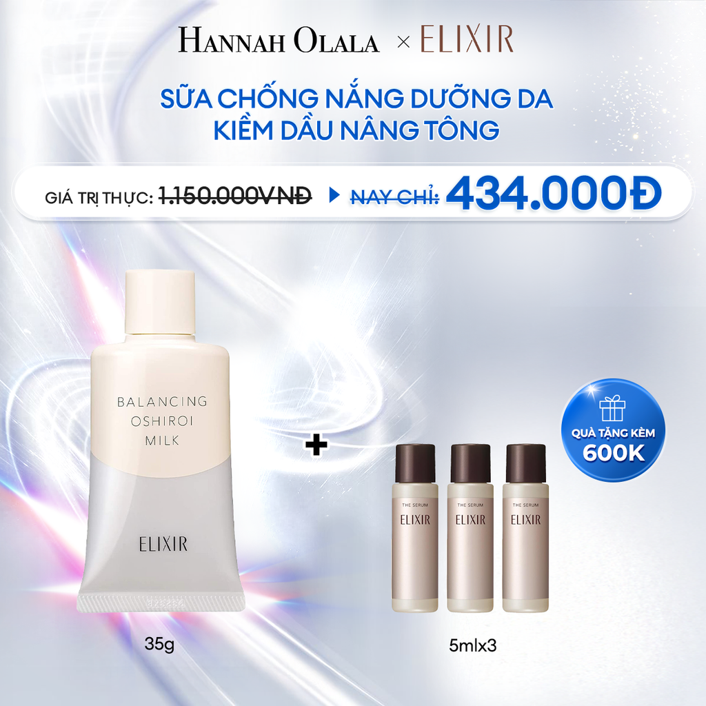  A37_DEAL 7: SỮA CHỐNG NẮNG DƯỠNG DA NÂNG TÔNG KIỀM DẦU ELIXIR REFLET BALANCING OSHIROI MILK C 35G 