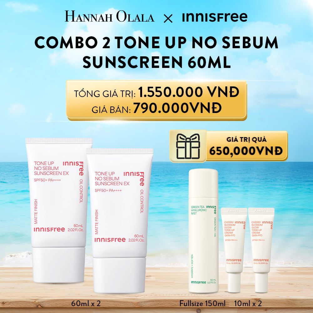  A139_DEAL 3: COMBO 2 KEM CHỐNG NẮNG TONE UP NO SEBUM SUNSCREEN 60ML 