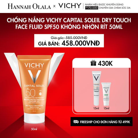  K15_DEAL 15: CHỐNG NẮNG VICHY CAPITAL SOLEIL DRY TOUCH FACE FLUID SPF50 KHÔNG NHỜN RÍT 50ML 