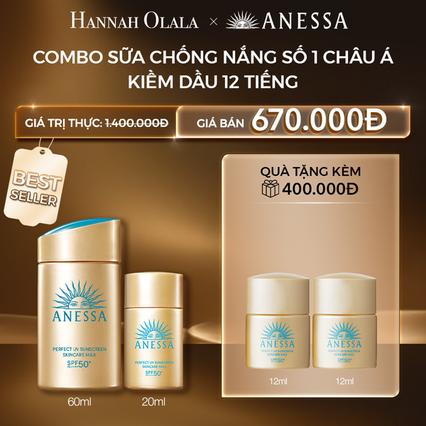  C23: DEAL 3: COMBO SỮA CHỐNG NẮNG DƯỠNG DA KIỀM DẦU BẢO VỆ HOÀN HẢO ANESSA GOLD MILK SPF50+ PA++++ 60ML + 20ML 