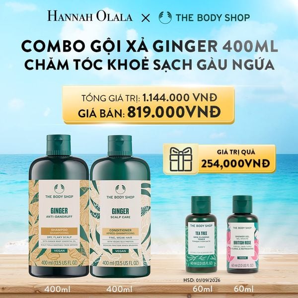  A68_DEAL 3: COMBO GỘI XẢ CHĂM TÓC KHỎE SẠCH GÀU NGỨA GINGER 400ML - SHAMPOO X CONDITIONER 