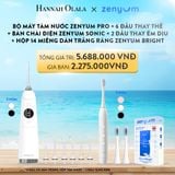  A45_DEAL 3: [GIẢM 60%] BỘ MÁY TĂM NƯỚC ZENYUM PRO + 6 ĐẦU THAY THẾ + BÀN CHẢI ĐIỆN ZENYUM SONIC + 2 ĐẦU THAY ÊM DỊU + HỘP 14 MIẾNG DÁN TRẮNG RĂNG TỰ TAN ZENYUM BRIGHT 