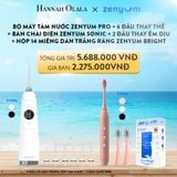  A45_DEAL 3: [GIẢM 60%] BỘ MÁY TĂM NƯỚC ZENYUM PRO + 6 ĐẦU THAY THẾ + BÀN CHẢI ĐIỆN ZENYUM SONIC + 2 ĐẦU THAY ÊM DỊU + HỘP 14 MIẾNG DÁN TRẮNG RĂNG TỰ TAN ZENYUM BRIGHT 