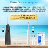  A45_DEAL 3: [GIẢM 60%] BỘ MÁY TĂM NƯỚC ZENYUM PRO + 6 ĐẦU THAY THẾ + BÀN CHẢI ĐIỆN ZENYUM SONIC + 2 ĐẦU THAY ÊM DỊU + HỘP 14 MIẾNG DÁN TRẮNG RĂNG TỰ TAN ZENYUM BRIGHT 