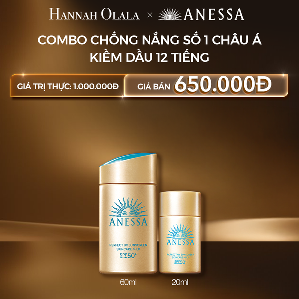  C14: DEAL 21 BACK-UP: COMBO SỮA CHỐNG NẮNG DƯỠNG DA KIỀM DẦU BẢO VỆ HOÀN HẢO ANESSA GOLD MILK SPF50+ PA++++ 60ML + 20ML 