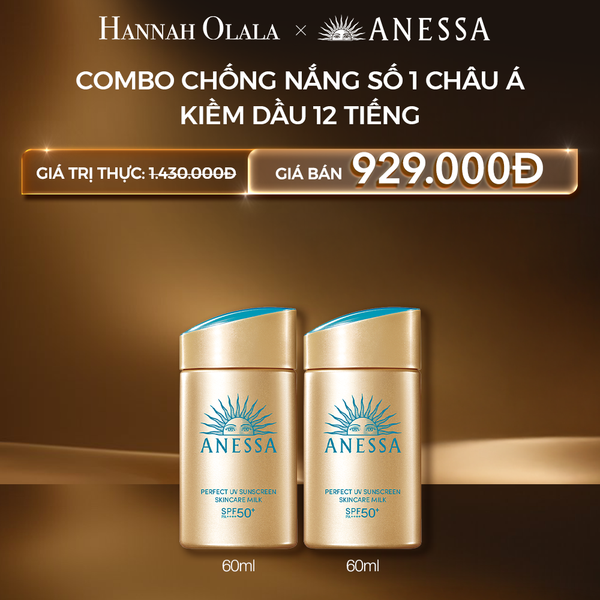  C15: DEAL 22 BACK-UP: COMBO SỮA CHỐNG NẮNG DƯỠNG DA KIỀM DẦU BẢO VỆ HOÀN HẢO ANESSA GOLD MILK SPF50+ PA++++ 60MLX2 