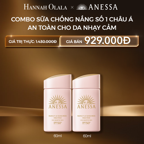 C16: DEAL 23 BACK-UP: COMBO SỮA CHỐNG NẮNG DƯỠNG DA DỊU NHẸ AN TOÀN CHO DA NHẠY CẢM VÀ TRẺ EM ANESSA MILD MILK SPF50+ PA++++ 60MLX2 