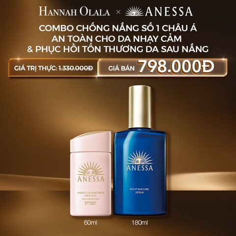 C20: DEAL 27 BACK-UP: COMBO SỮA CHỐNG NẮNG & SERUM PHỤC HỒI TỔN THƯƠNG SAU NẮNG AN TOÀN CHO DA NHẠY CẢM ANESSA MILD MILK 60ML + NIGHT SERUM 180ML 