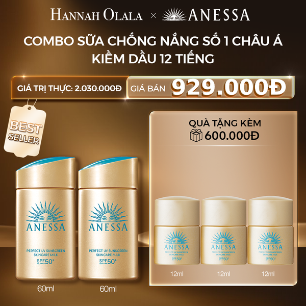  C28: DEAL 4: COMBO SỮA CHỐNG NẮNG DƯỠNG DA KIỀM DẦU BẢO VỆ HOÀN HẢO ANESSA GOLD MILK SPF50+ PA++++ 60MLX2 