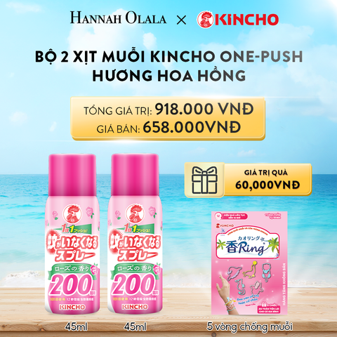  DEAL 04 : BỘ 2 XỊT MUỖI KINCHO ONE-PUSH HƯƠNG HOA HỒNG 