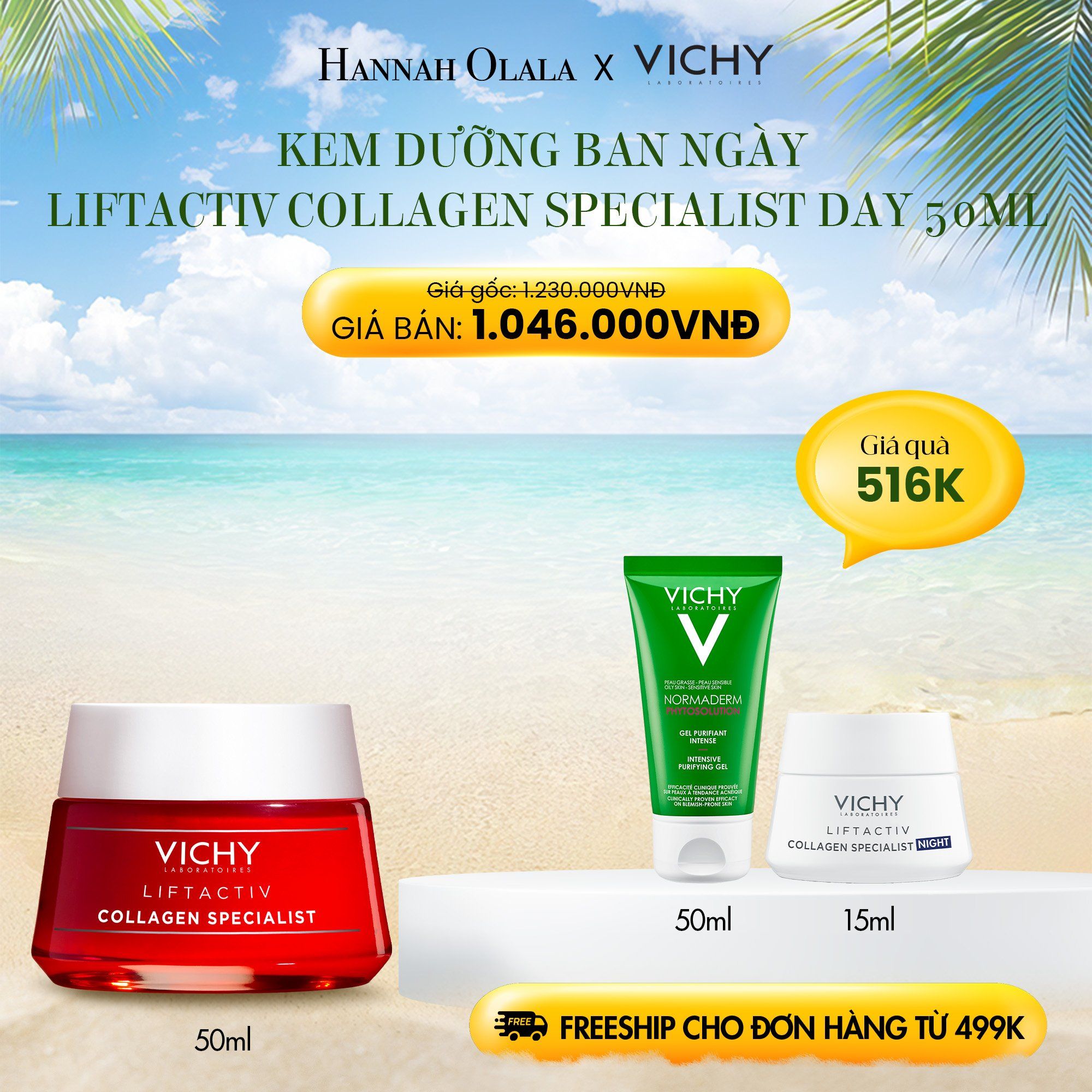  E19_DEAL 4: KEM DƯỠNG BAN NGÀY GIÚP CẢI THIỆN CÁC DẤU HIỆU LÃO HÓA , PHỤC HỒI & NUÔI DƯỠNG DA VICHY LIFTACTIV COLLAGEN SPECIALIST 50ML 