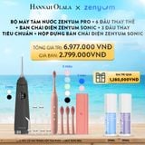  A51_DEAL 4: BỘ MÁY TĂM NƯỚC ZENYUM PRO + 6 ĐẦU THAY THẾ + BÀN CHẢI ĐIỆN ZENYUM SONIC + 3 ĐẦU THAY TIÊU CHUẨN + HỘP ĐỰNG BÀN CHẢI ĐIỆN ZENYUM SONIC 