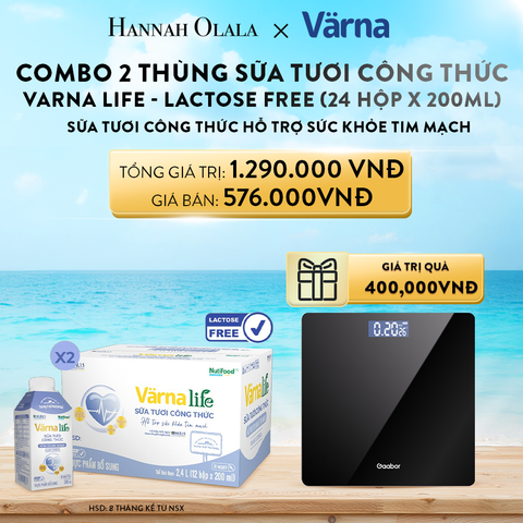  A522_DEAL 5: COMBO 2 THÙNG SỮA TƯƠI CÔNG THỨC VARNA LIFE LACTOSE FREE (24 HỘP X 200ML) 