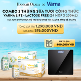  A522_DEAL 5: COMBO 2 THÙNG SỮA TƯƠI CÔNG THỨC VARNA LIFE LACTOSE FREE (24 HỘP X 200ML) 