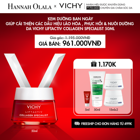  K17_DEAL 17: KEM DƯỠNG BAN NGÀY GIÚP CẢI THIỆN CÁC DẤU HIỆU LÃO HÓA , PHỤC HỒI & NUÔI DƯỠNG DA VICHY LIFTACTIV COLLAGEN SPECIALIST 50ML 