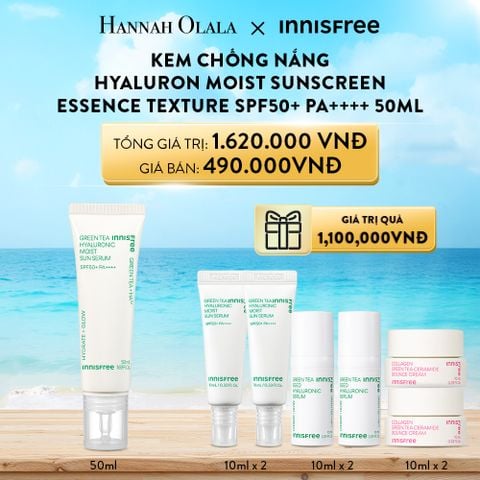  A141_DEAL 5: TINH CHẤT CHỐNG NẮNG DƯỠNG ẨM TRÀ XANH SPF 50+ PA++++ INNISFREE GREEN TEA HYALURONIC MOIST SUN SERUM 50ML 