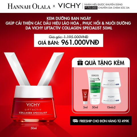  K17_DEAL 17: KEM DƯỠNG BAN NGÀY GIÚP CẢI THIỆN CÁC DẤU HIỆU LÃO HÓA , PHỤC HỒI & NUÔI DƯỠNG DA VICHY LIFTACTIV COLLAGEN SPECIALIST 50ML 