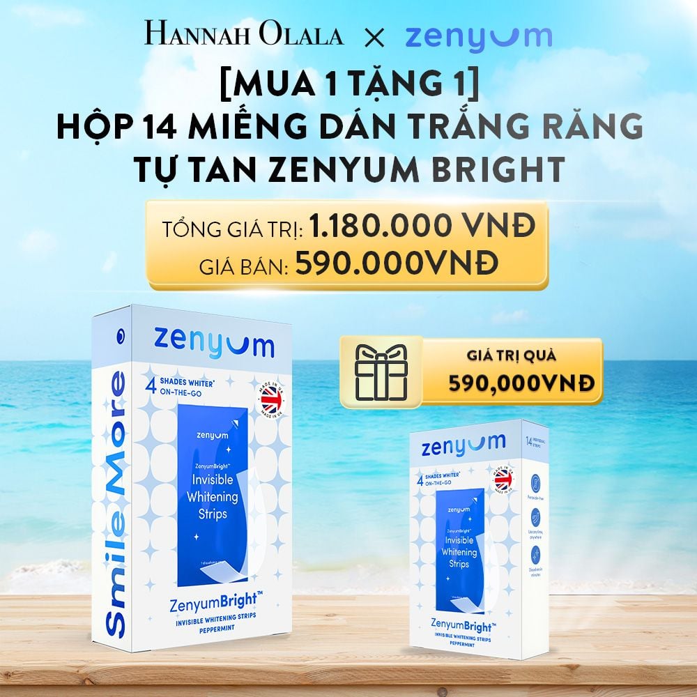  A61_DEAL 5: [MUA 1 TẶNG 1] HỘP 14 MIẾNG DÁN TRẮNG RĂNG TỰ TAN ZENYUM BRIGHT 