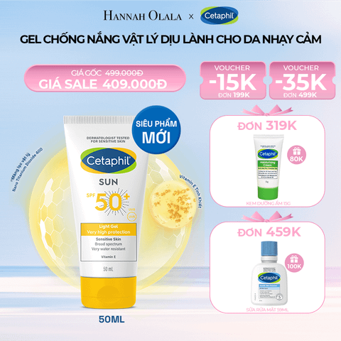  DEAL 5: GEL CHỐNG NẮNG DỊU LÀNH CHO DA NHẠY CẢM CETAPHIL SUN SPF 50+ LIGHT GEL 50ML 