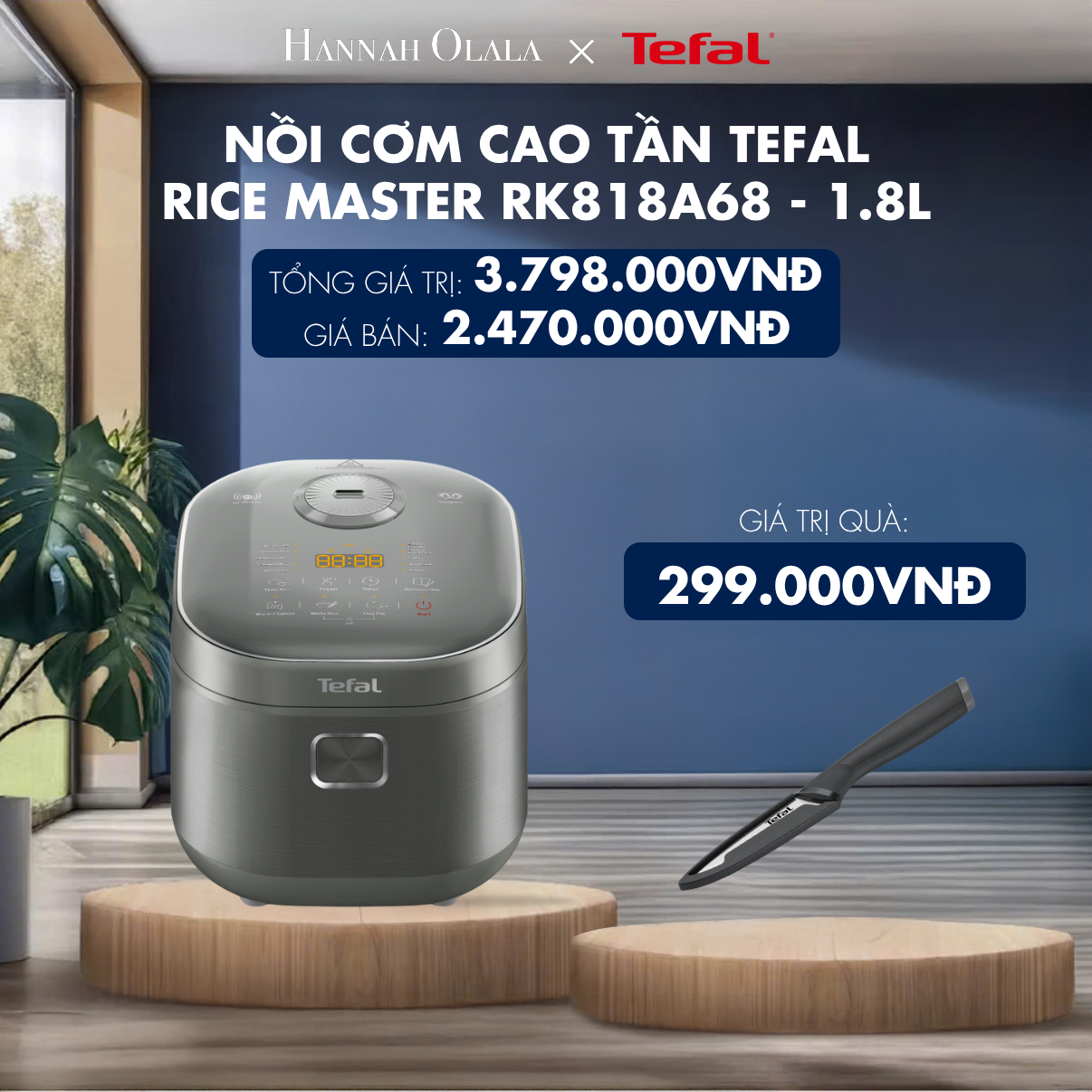  H149_DEAL 5: NỒI CƠM CAO TẦN TEFAL RICE MASTER RK818A68 - 1.8L 