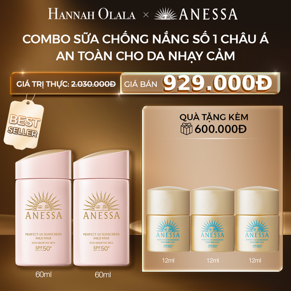  C29: DEAL 5: COMBO SỮA CHỐNG NẮNG DƯỠNG DA DỊU NHẸ AN TOÀN CHO DA NHẠY CẢM VÀ TRẺ EM ANESSA MILD MILK SPF50+ PA++++ 60MLX2 
