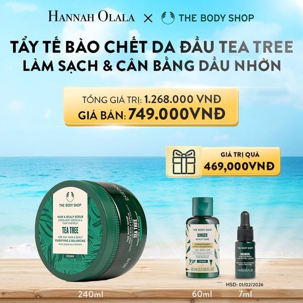  A70_DEAL 5: TẨY TẾ BÀO CHẾT LÀM SẠCH & CÂN BẰNG DA ĐẦU NHỜN TEA TREE HAIR SCRUB 240ML 