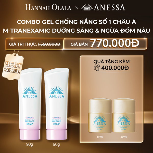  C30: DEAL 6: COMBO GEL CHỐNG NẮNG DƯỠNG SÁNG NÂNG TÔNG & HIỆU CHỈNH SẮC TÍM ANESSA BRIGHTENING GEL SPF50+ PA++++ 90GX2 