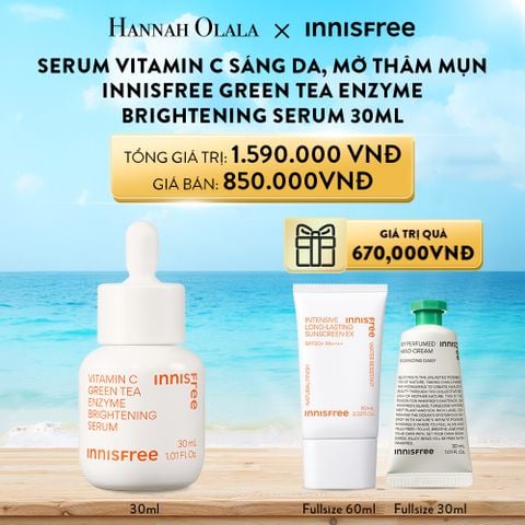 A142_DEAL 6: SERUM VITAMIN C SÁNG DA, MỜ THÂM MỤN INNISFREE GREEN TEA ENZYME BRIGHTENING SERUM 30ML 