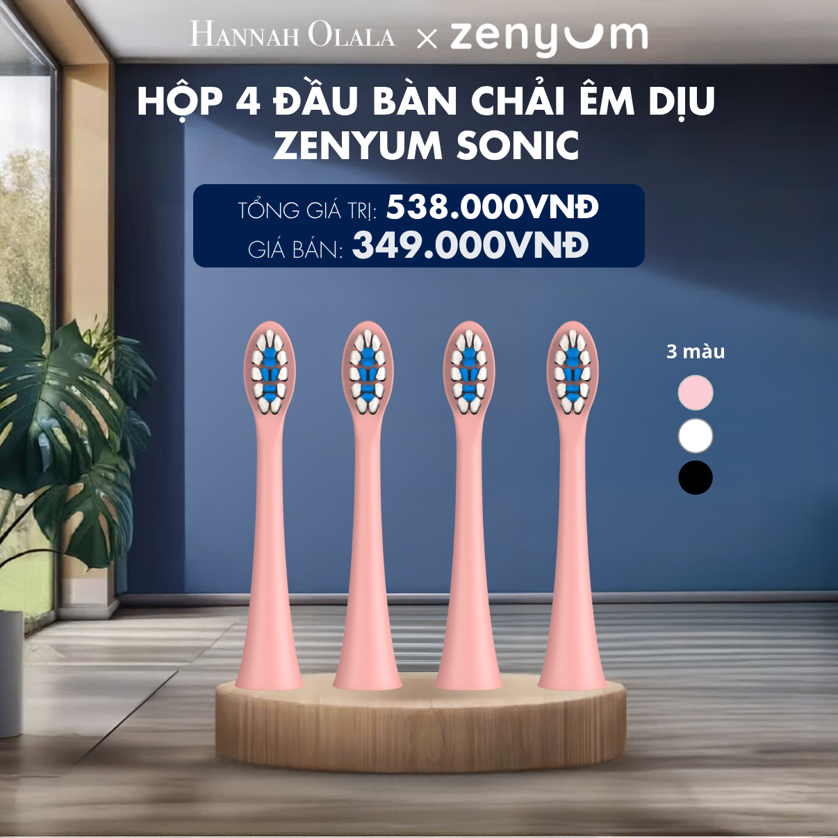  H190_DEAL 6: HỘP 4 ĐẦU BÀN CHẢI ZENYUM SONIC PHIÊN BẢN ÊM DỊU 