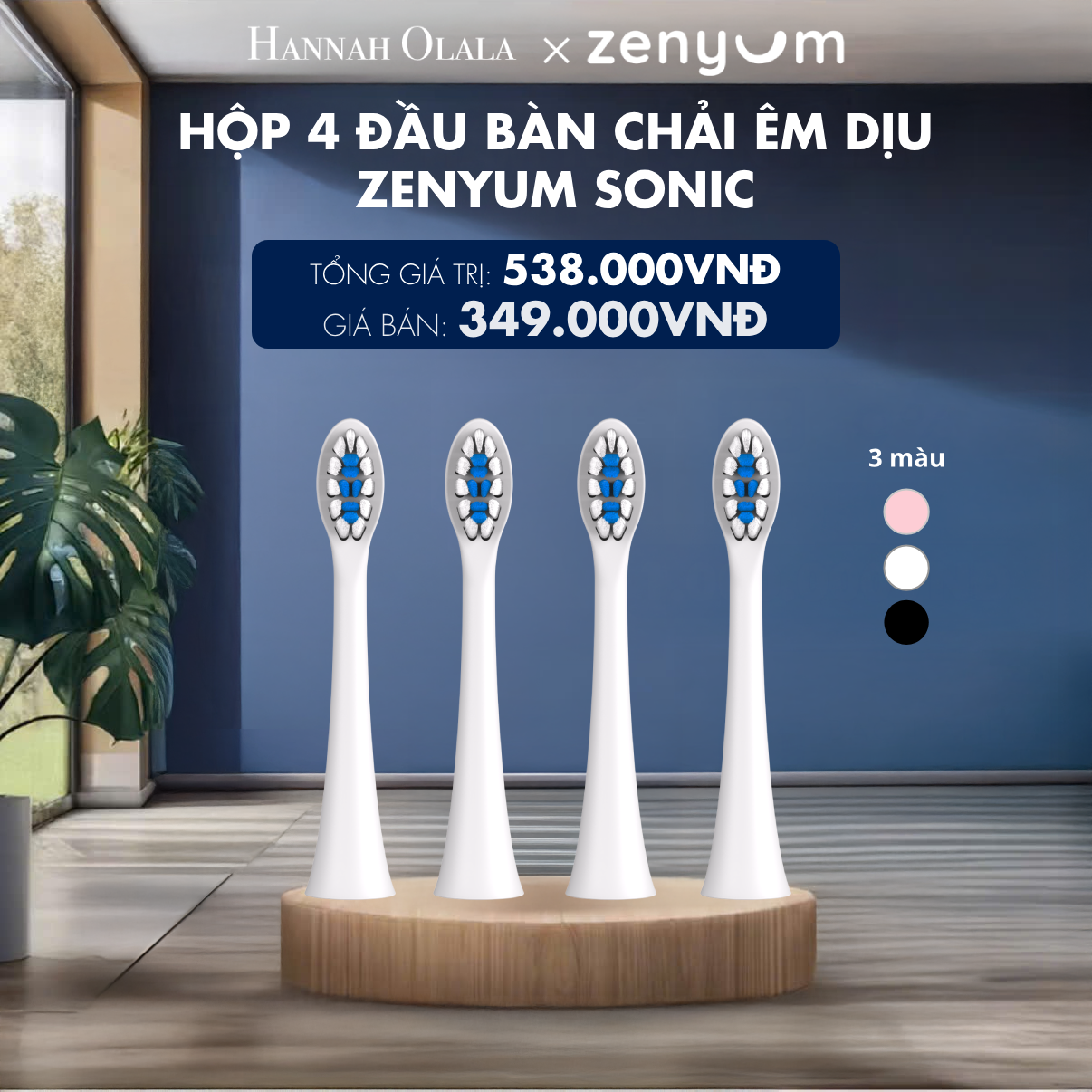  H190_DEAL 6: HỘP 4 ĐẦU BÀN CHẢI ZENYUM SONIC PHIÊN BẢN ÊM DỊU 