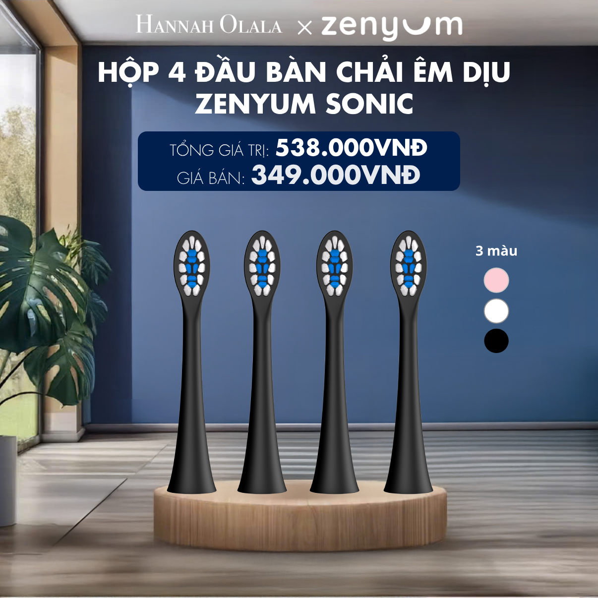  H190_DEAL 6: HỘP 4 ĐẦU BÀN CHẢI ZENYUM SONIC PHIÊN BẢN ÊM DỊU 