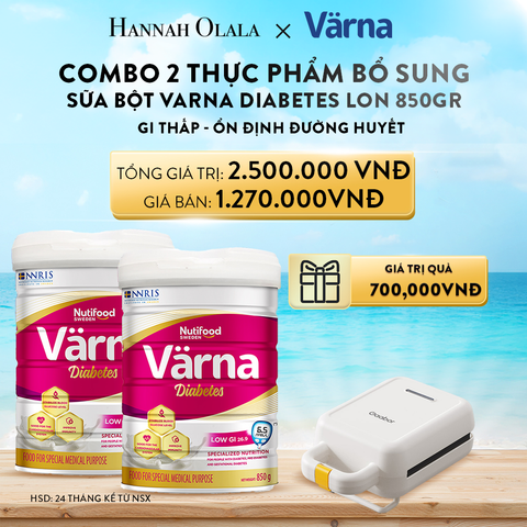  A527_DEAL 7: COMBO 2 LON SỮA BỘT VARNA DIABETES LON 850G - HỖ TRỢ ỔN ĐỊNH ĐƯỜNG HUYẾT 