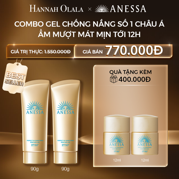  C31: DEAL 7: COMBO GEL CHỐNG NẮNG DƯỠNG DA DƯỠNG ẨM BẢO VỆ HOÀN HẢO ANESSA GOLD GEL SPF50+ PA++++ 90GX2 
