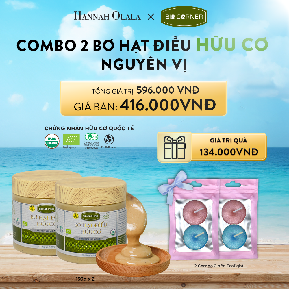  A236_DEAL 7: COMBO 2 BƠ HẠT ĐIỀU NGUYÊN VỊ (150G) 